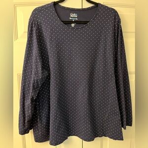 Croft & Barrow Cotton Polka Dot Long Sleeve Top